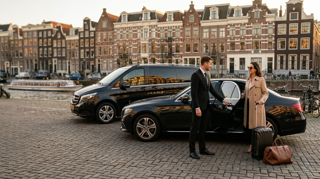 Airport transfer in France with a luxury vehicle and professional chauffeur.
